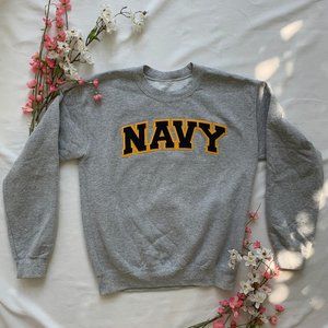 Vintage Navy Gray Crew Neck Sweatshirt